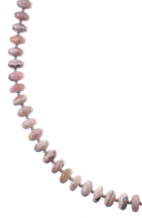 Rhodochrosite And Sterling Silver Native American Bead Necklace WX76867
